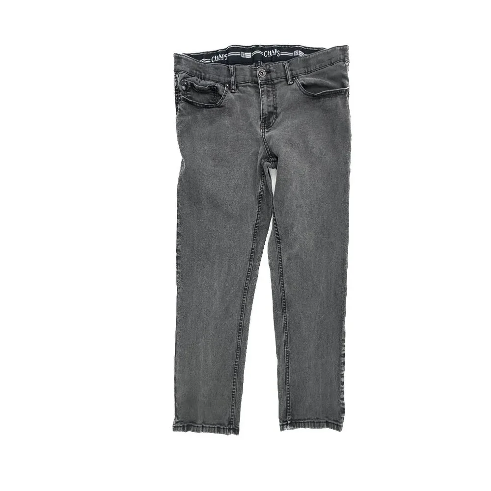 Chaps Jeans Mens 34x30 Black Slim Straight Denim‎ Pant